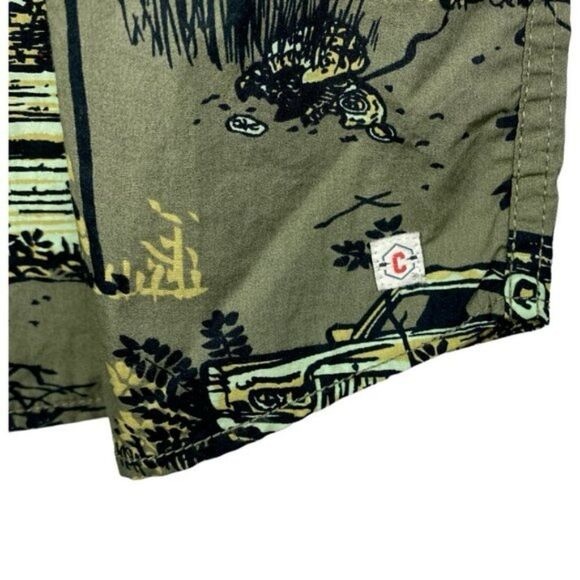 Cromwell mens Green Graphic Print Short Sleeve Button Down Shirt US M - Picture 5 of 7